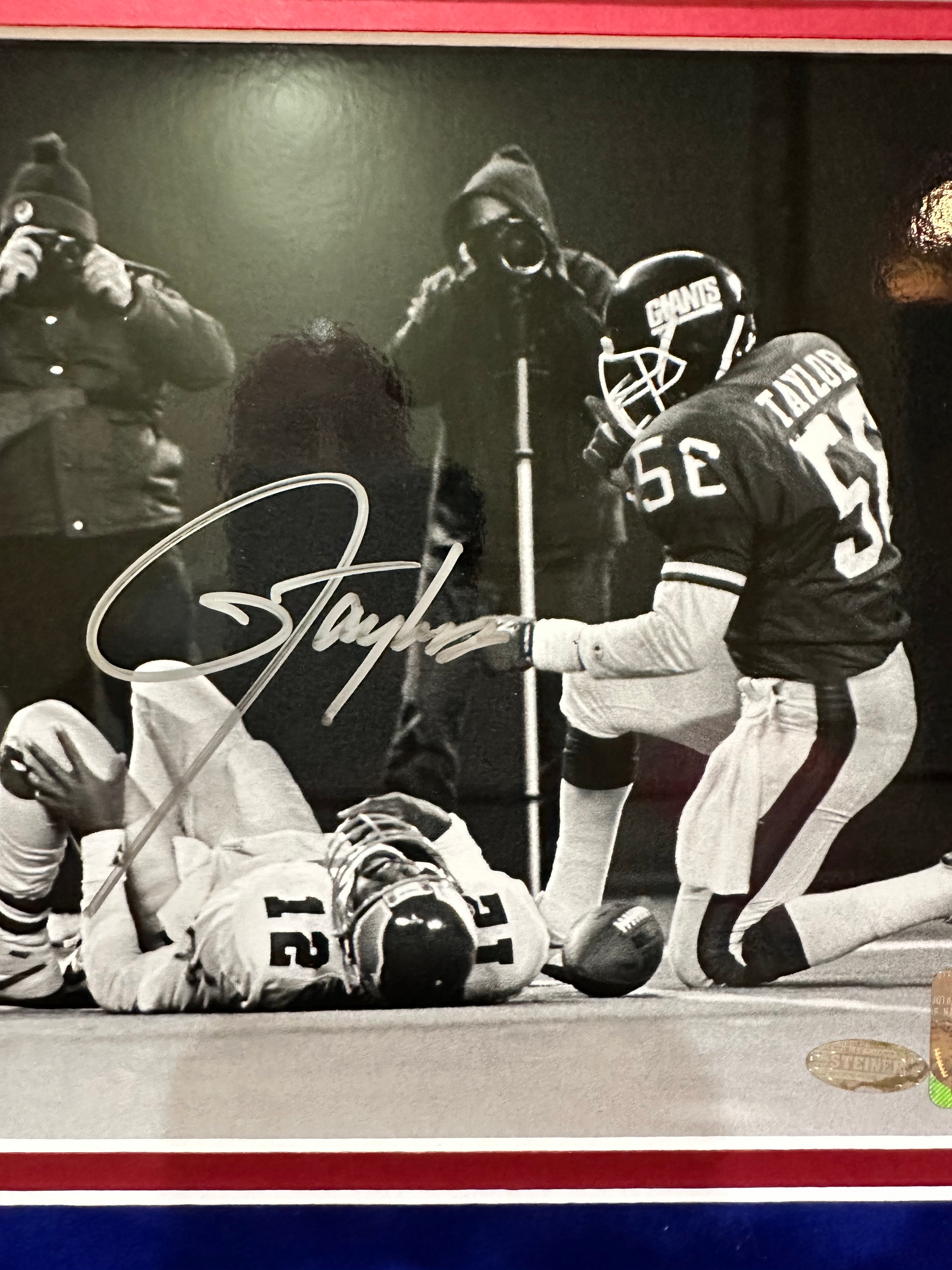 LAWRENCE TAYLOR AUTOGRAPHED SIGNED FRAMED 8x10 PHOTO W/CARD STEINER COA GIANTS