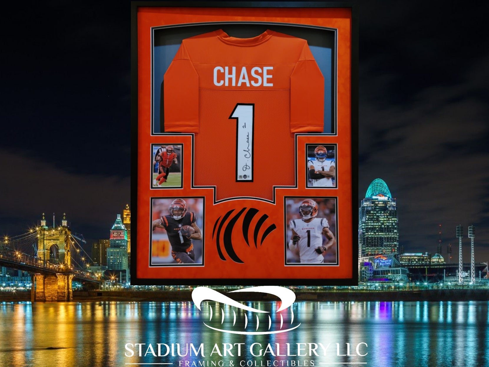 Ja'Marr Chase autographed framed Cincinnati Bengals jersey 